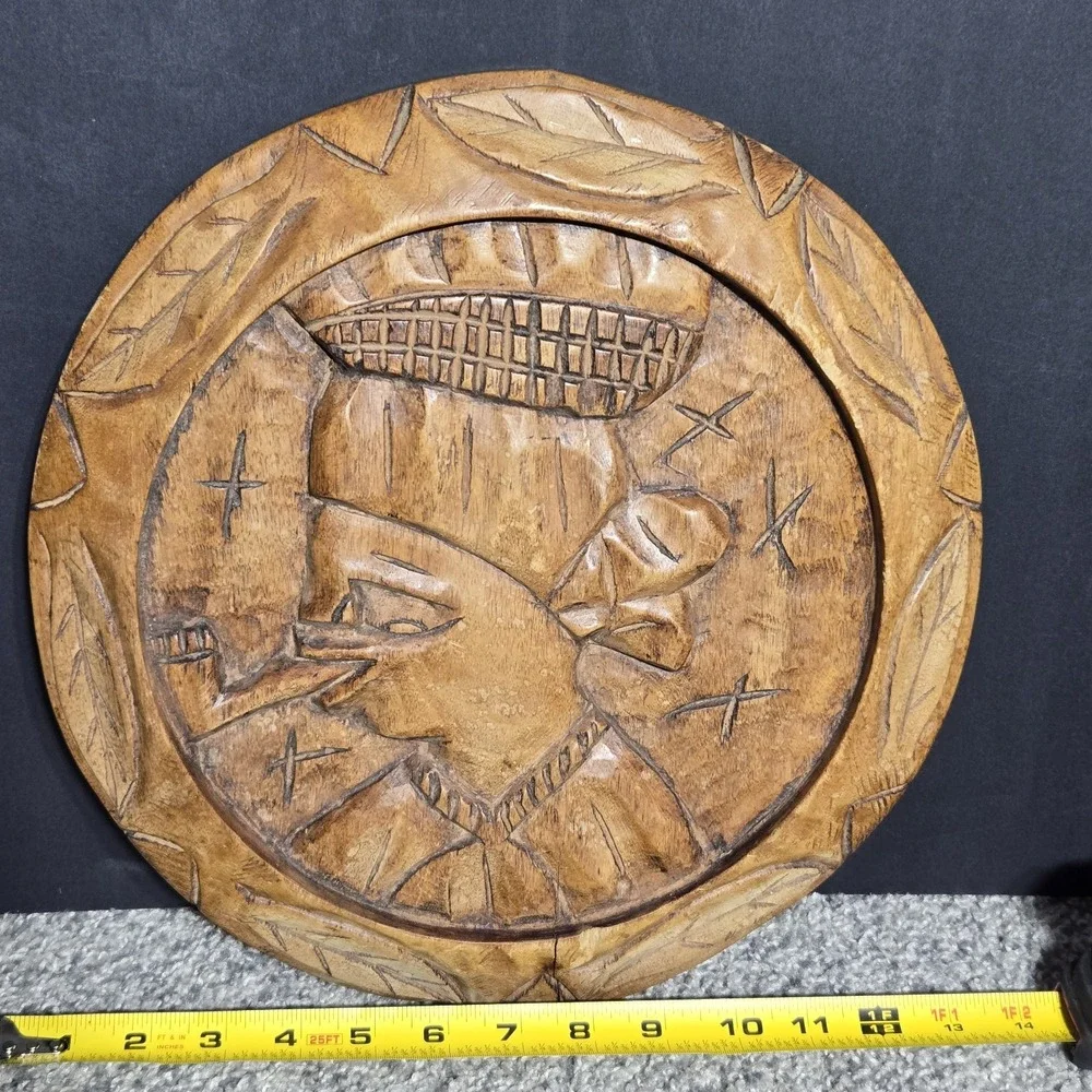VINTAGE Wooden Wall Plaque‎ BOHO 12
